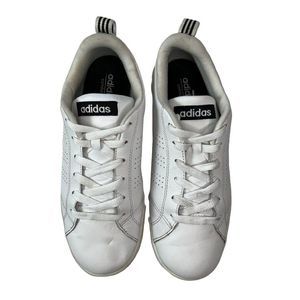 Adidas Neo Advantage White Leather Low Top Women's 6 Sneakers Lace Up Comfort